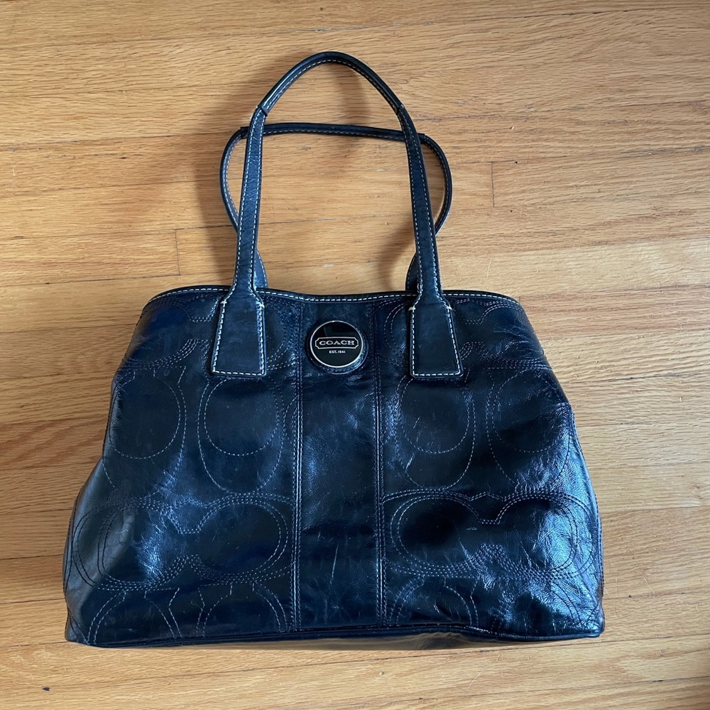 Coach Black Shoulder Handbag.  14”L x 9.5”H x 6”W